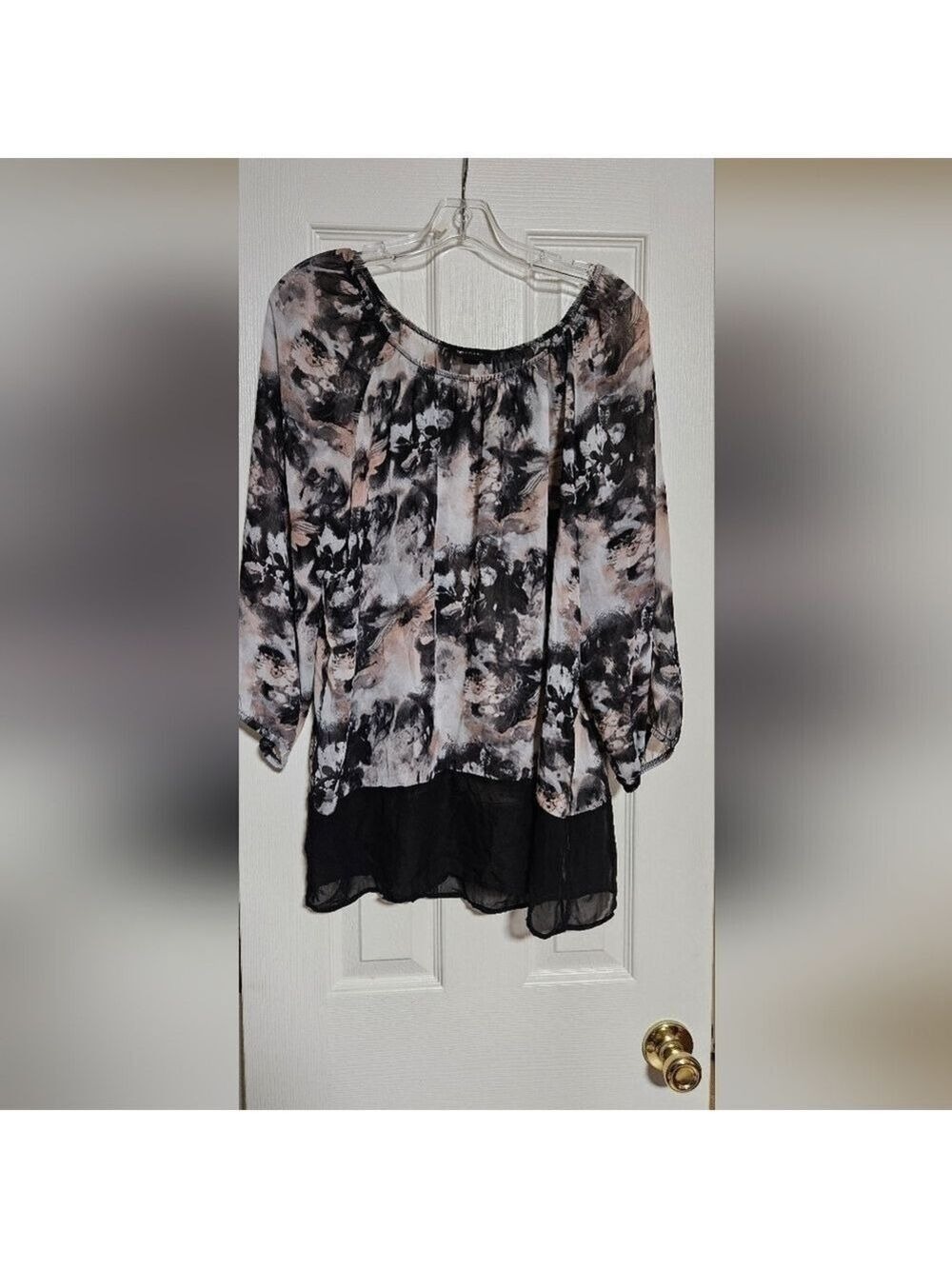 Black and Cream Floral Blouse